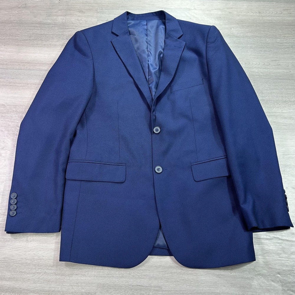 Alain Dupetit Suit Jacket Mens 36R Blue Rayon Blend 2 Button Dress Blazer